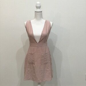 𝅺CHARLOTTE Russe New Striped Plunging V-Neck Overall Dress